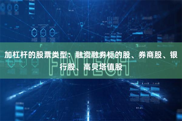 加杠杆的股票类型：融资融券标的股、券商股、银行股、高贝塔值股